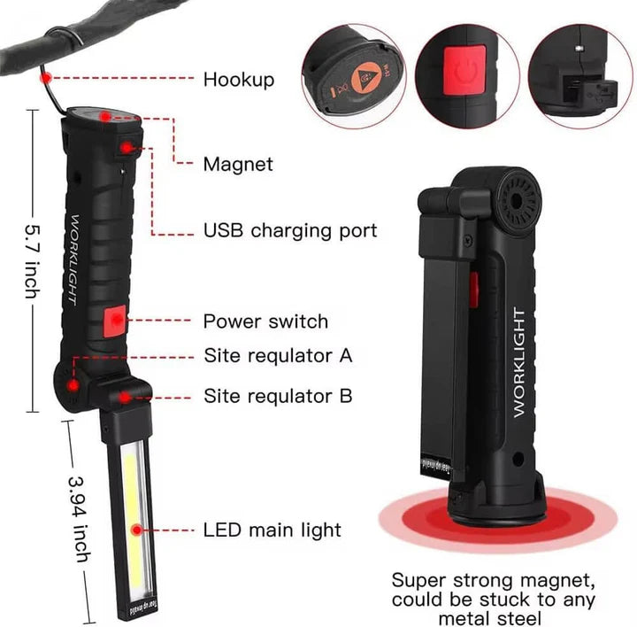 Rechargeable Magnetic COB LED Light
